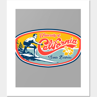 UC Santa Barbara UCSB Classic Surfer Design Posters and Art